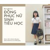 Áo sơ mi cổ bèo điệu tay dún nơ kẹp size 7 -11-ÁO SƠ MI CỘC TAY BÉ GÁI